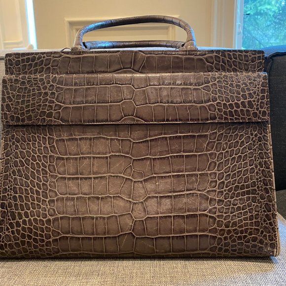 Marlowe Top Handle Flap Bag (Leather & Crocodile) - Picture 1 of 5